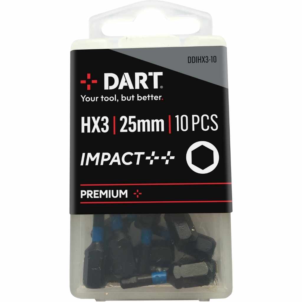 DART Hex No.3 25mm Impact Driver Bit - Pack 10