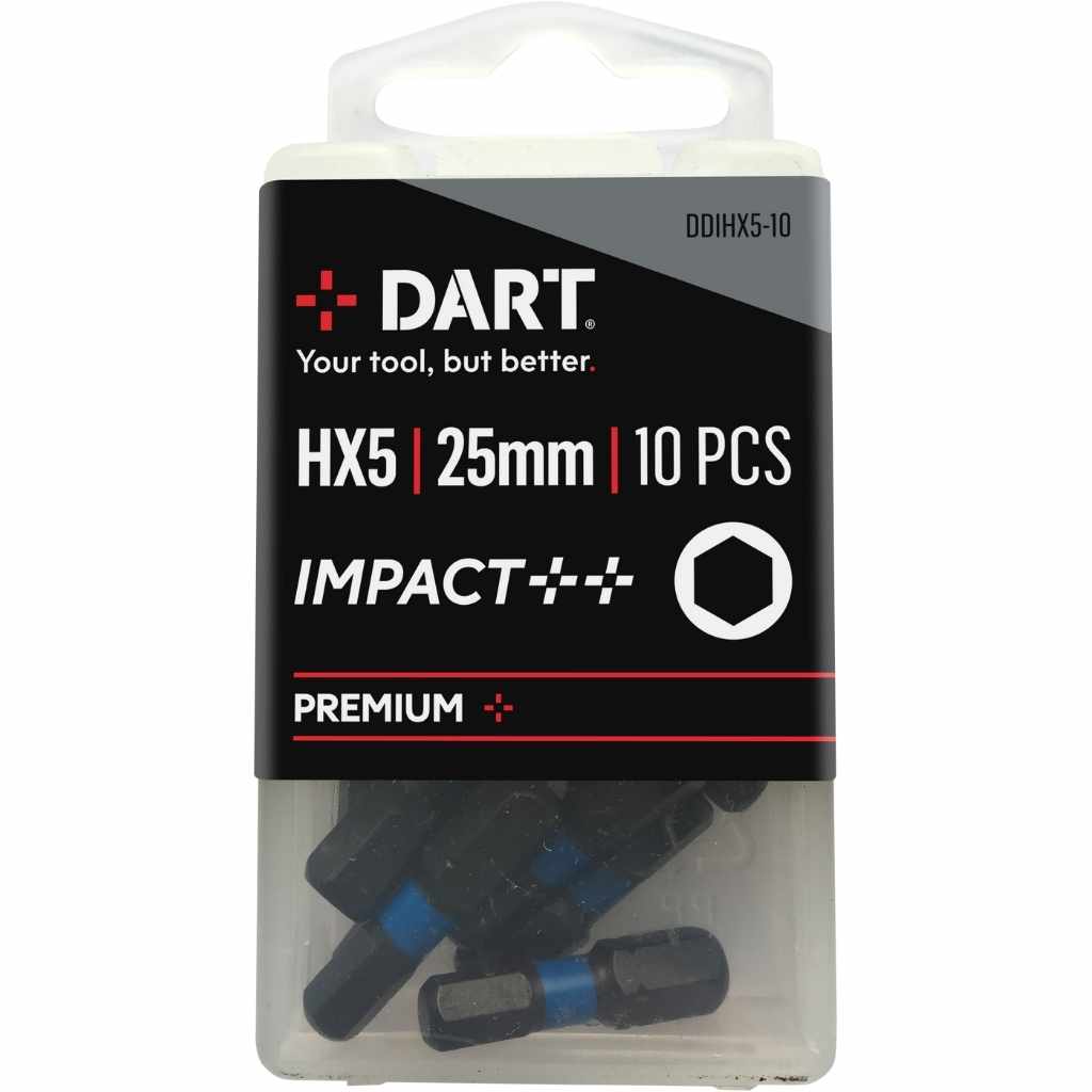 DART Hex No.5 25mm Impact Driver Bit - Pack 10