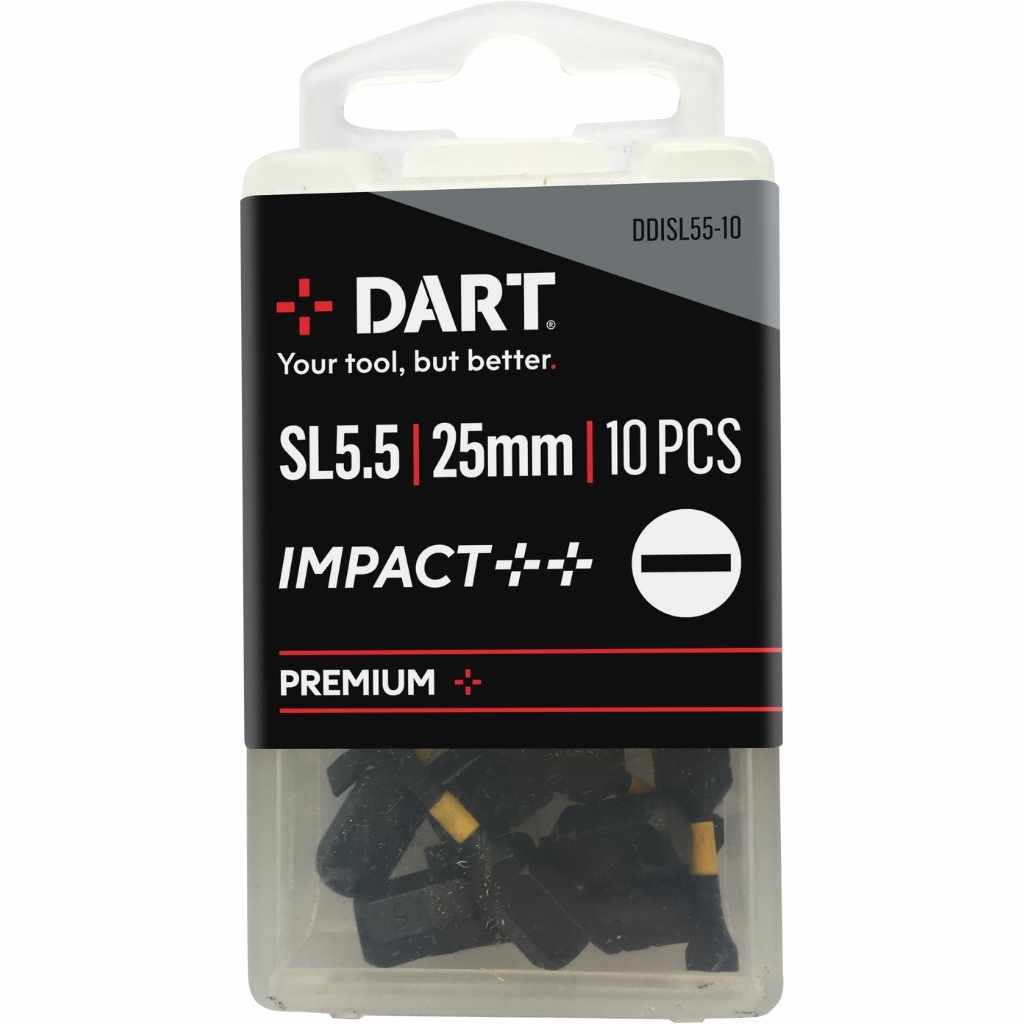 DART Slotted 5.5 x 0.8 x 25mm Impact Driver Bit - Pk 10