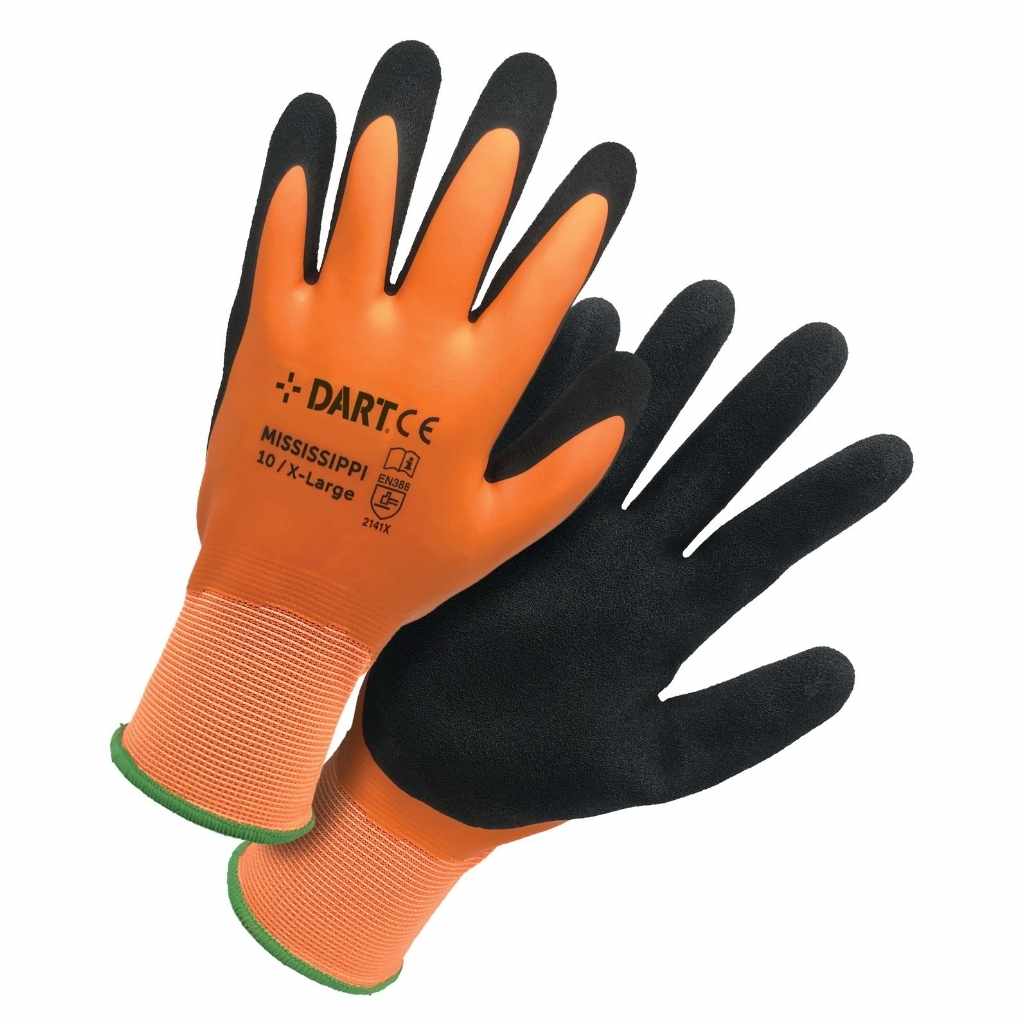 DART Orange Waterproof Latex Glove - L(9) 