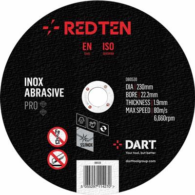 DART Red Ten SS/Inox 115mm Abrasive Disc - Pk 10