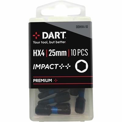 DART Hex No.4 25mm Impact Driver Bit - Pack 10