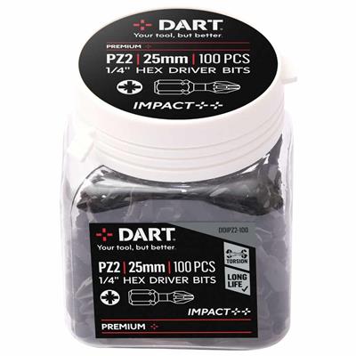 DART PZ2 25mm Impact Driver Bit - Pack 100