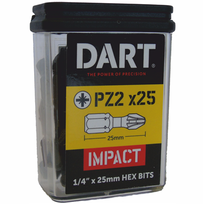 DART PZ2 25mm Impact Driver Bit - Pack 25  (WTR) (PTY)