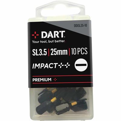 DART Slotted 3.5 x 0.6 x 25mm Impact Driver Bit - Pk 10