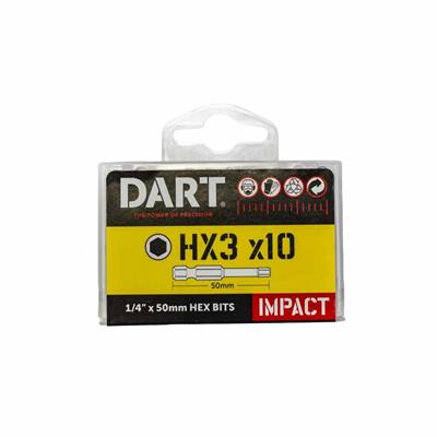 DART Hex No. 3 50mm Impact Driver Bit - Pack 10