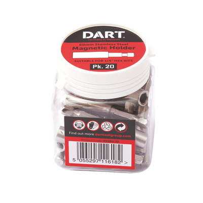 DART Stainless Steel Magnetic Bit Holder - Pk 20