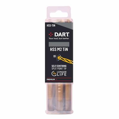 DART Premium 10mm HSS TiN Coated Twist Drill Pk 5